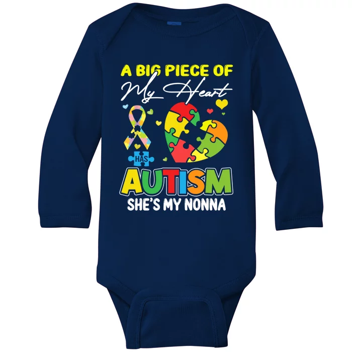 A Piece Of My Heart Has Autism My Nonna Gift Baby Long Sleeve Bodysuit