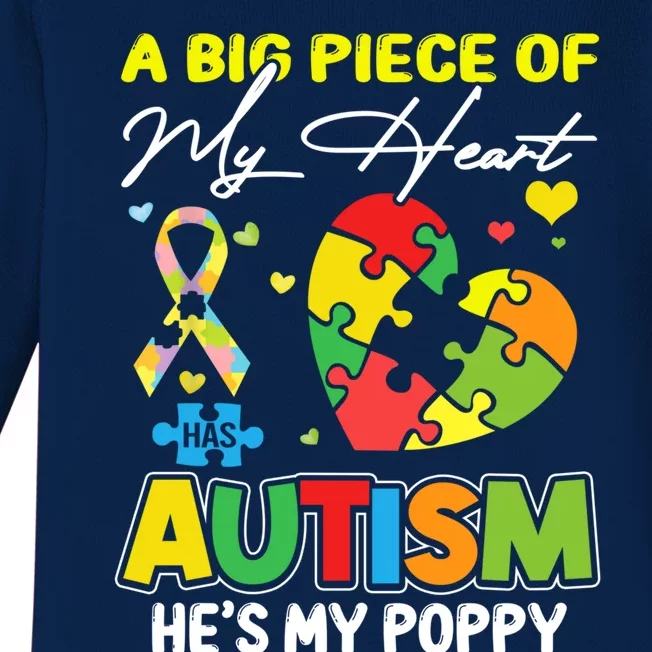 A Piece Of My Heart Has Autism My Poppy Gift Baby Long Sleeve Bodysuit