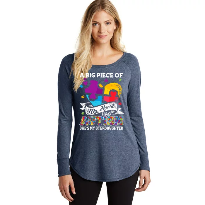 A Piece Of My Heart Has Autism My Stepdaughter Funny Gift Women's Perfect Tri Tunic Long Sleeve Shirt