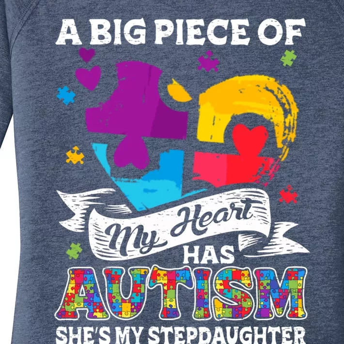 A Piece Of My Heart Has Autism My Stepdaughter Funny Gift Women's Perfect Tri Tunic Long Sleeve Shirt