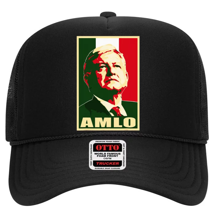 Amlo President Of Mexico High Crown Mesh Trucker Hat