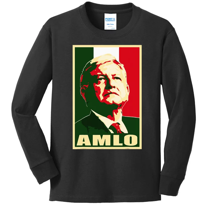 Amlo President Of Mexico Kids Long Sleeve Shirt