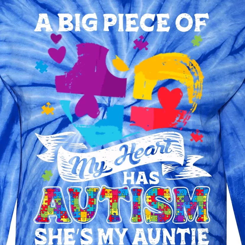 A Piece Of My Heart Has Autism My Auntie Gift Tie-Dye Long Sleeve Shirt