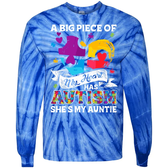 A Piece Of My Heart Has Autism My Auntie Gift Tie-Dye Long Sleeve Shirt