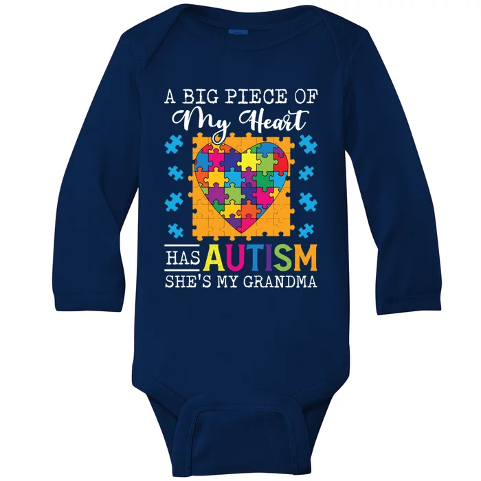 A Piece Of My Heart Has Autism My Grandma Gift Baby Long Sleeve Bodysuit