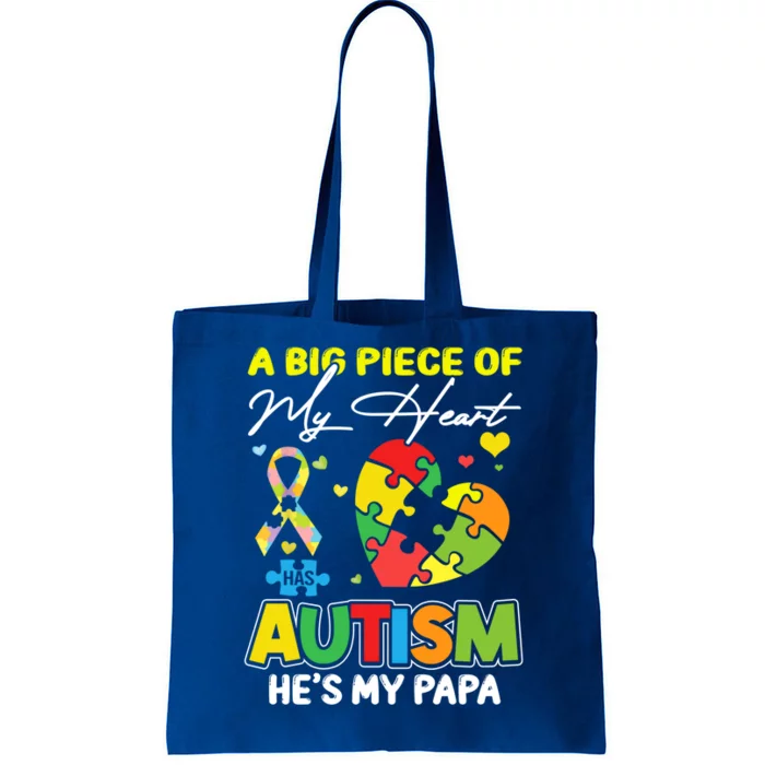 A Piece Of My Heart Has Autism My Papa Great Gift Tote Bag