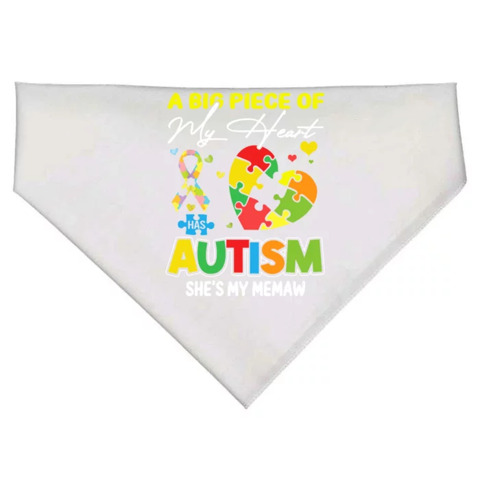 A Piece Of My Heart Has Autism My Memaw Gift USA-Made Doggie Bandana