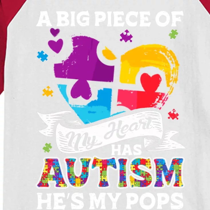 A Piece Of My Heart Has Autism My Pops Gift Kids Colorblock Raglan Jersey