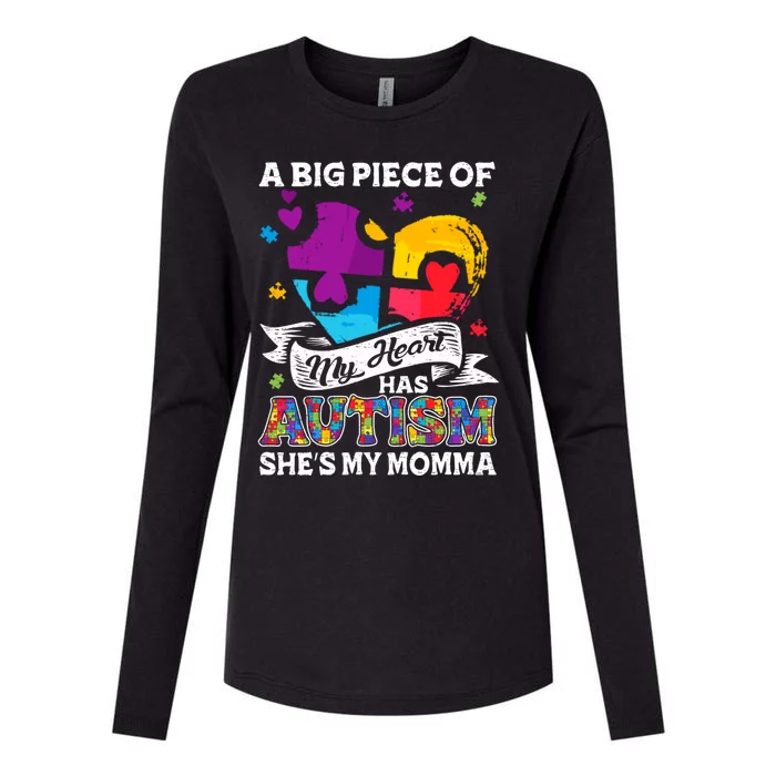 A Piece Of My Heart Has Autism My Momma Gift Womens Cotton Relaxed Long Sleeve T-Shirt