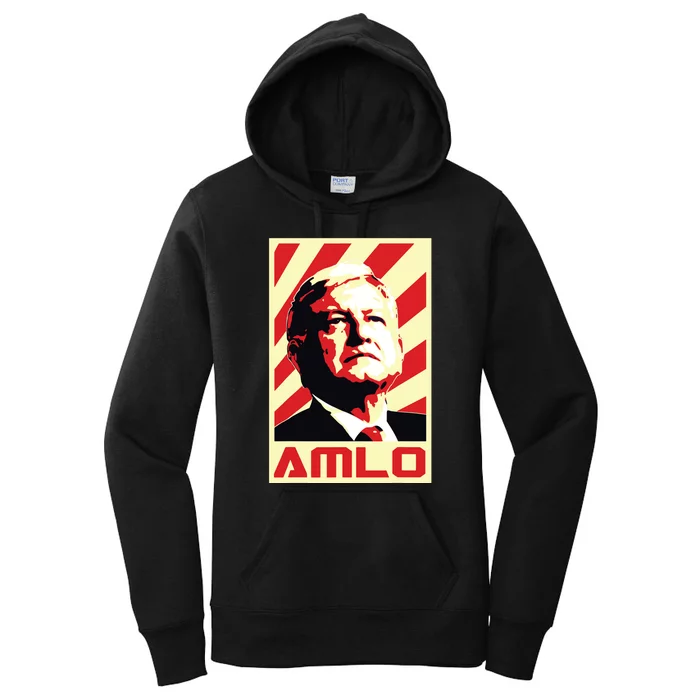 Amlo President Of Mexico Retro Propaganda Women's Pullover Hoodie