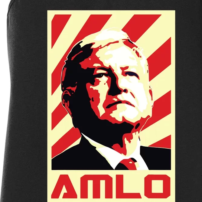 Amlo President Of Mexico Retro Propaganda Women's Racerback Tank