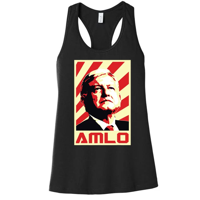 Amlo President Of Mexico Retro Propaganda Women's Racerback Tank