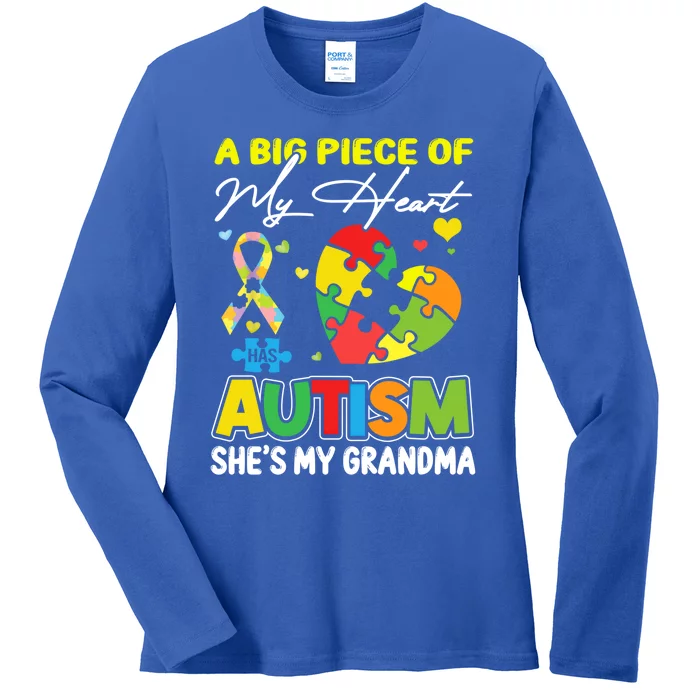 A Piece Of My Heart Has Autism My Grandma Gift Ladies Long Sleeve Shirt