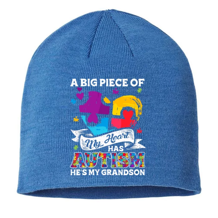 A Piece Of My Heart Has Autism My Grandson Funny Gift 8 1/2in Sustainable Knit Beanie