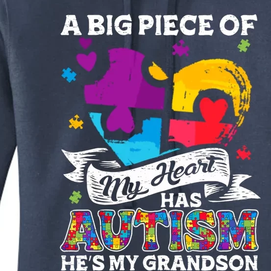 A Piece Of My Heart Has Autism My Grandson Funny Gift Women's Pullover Hoodie