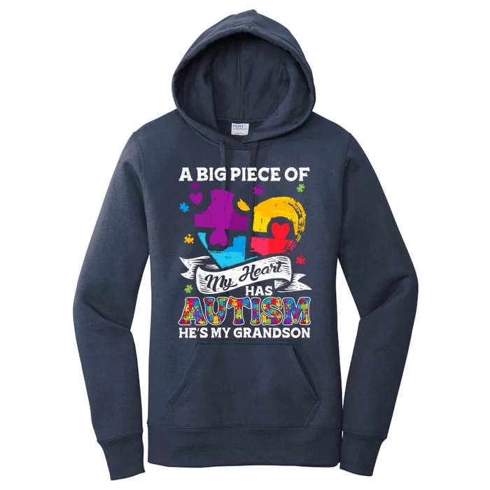 A Piece Of My Heart Has Autism My Grandson Funny Gift Women's Pullover Hoodie