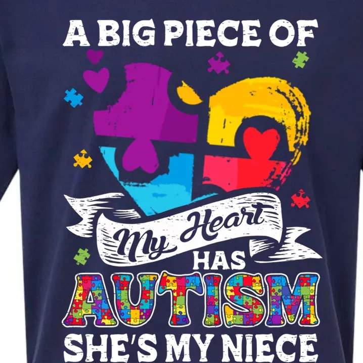 A Piece Of My Heart Has Autism My Niece Meaningful Gift Sueded Cloud Jersey T-Shirt