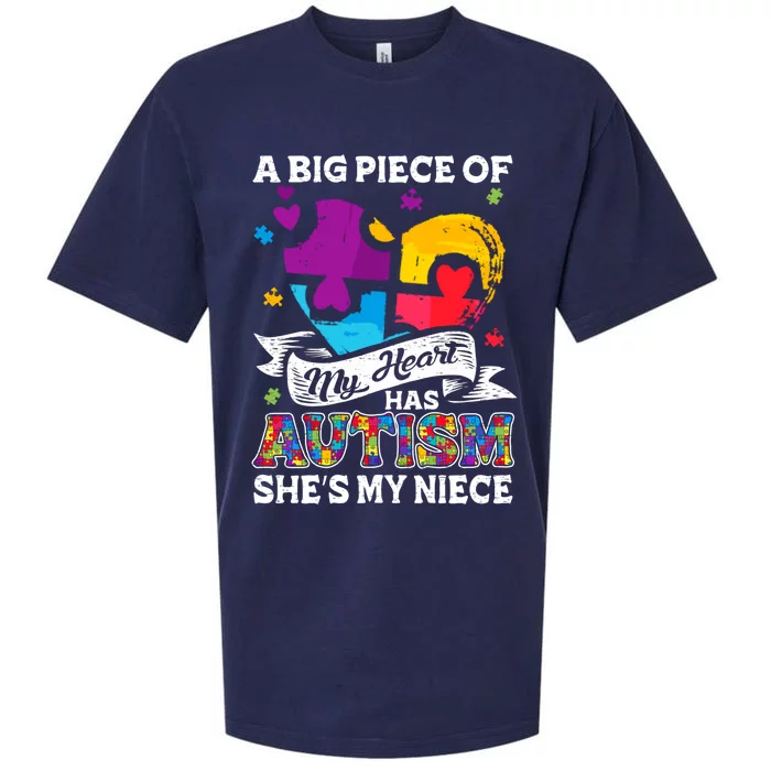 A Piece Of My Heart Has Autism My Niece Meaningful Gift Sueded Cloud Jersey T-Shirt