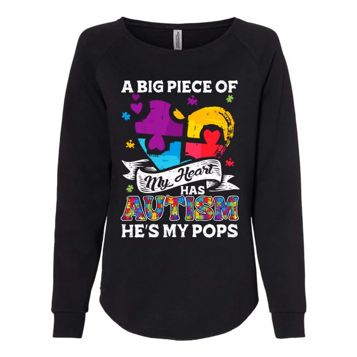 A Piece Of My Heart Has Autism My Pops Gift Womens California Wash Sweatshirt