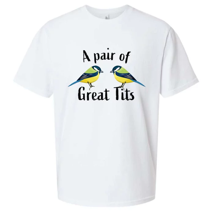 A Pair Of Great Tits Funny Bird Gift Sueded Cloud Jersey T-Shirt