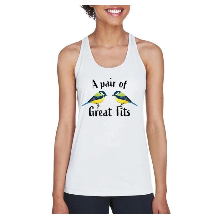 A Pair Of Great Tits Funny Bird Gift Women's Racerback Tank