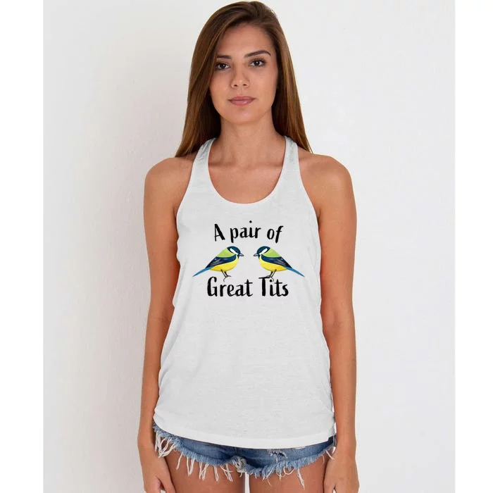 A Pair Of Great Tits Funny Bird Gift Women's Knotted Racerback Tank