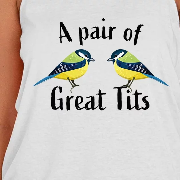 A Pair Of Great Tits Funny Bird Gift Women's Knotted Racerback Tank