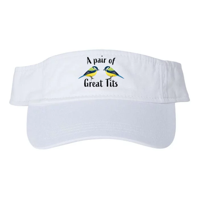 A Pair Of Great Tits Funny Bird Gift Valucap Bio-Washed Visor