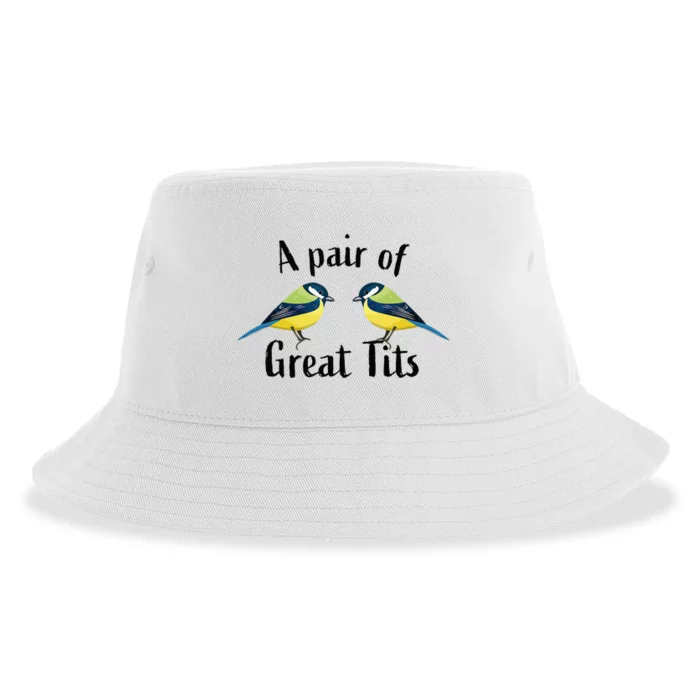 A Pair Of Great Tits Funny Bird Gift Sustainable Bucket Hat