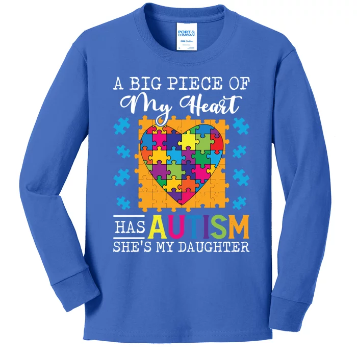 A Piece Of My Heart Has Autism My Daughter Gift Kids Long Sleeve Shirt