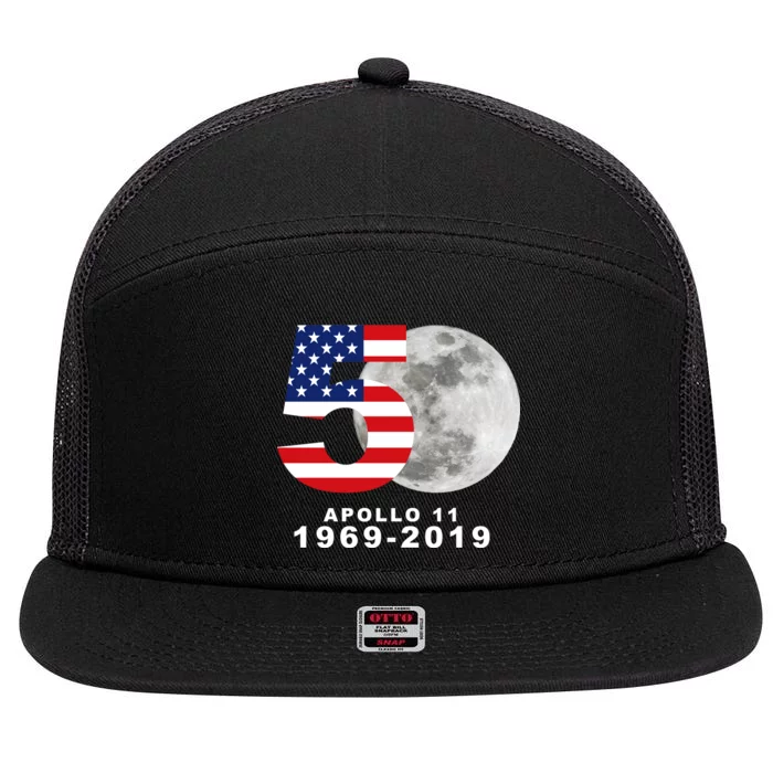 Apollo 11 50th Anniversary American Moon Landing 7 Panel Mesh Trucker Snapback Hat