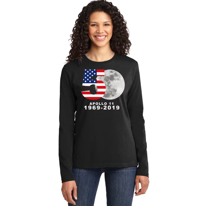 Apollo 11 50th Anniversary American Moon Landing Ladies Long Sleeve Shirt