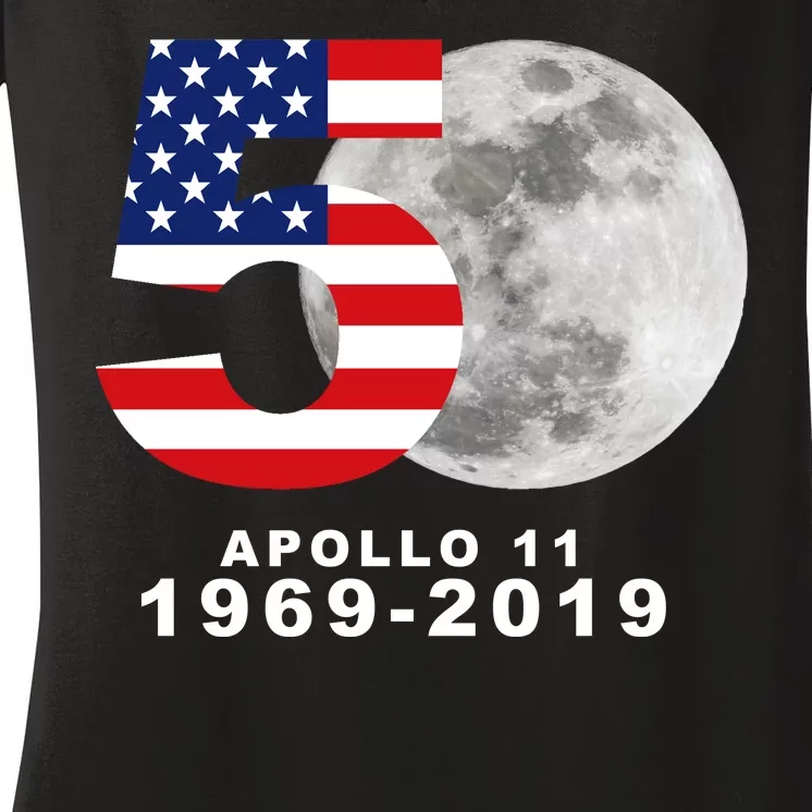 Apollo 11 50th Anniversary American Moon Landing Women's V-Neck T-Shirt