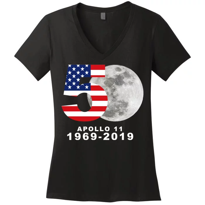 Apollo 11 50th Anniversary American Moon Landing Women's V-Neck T-Shirt