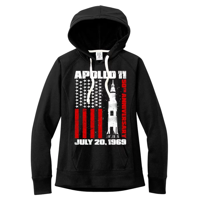 Apollo 11 50th Anniversary Flag Women's Fleece Hoodie