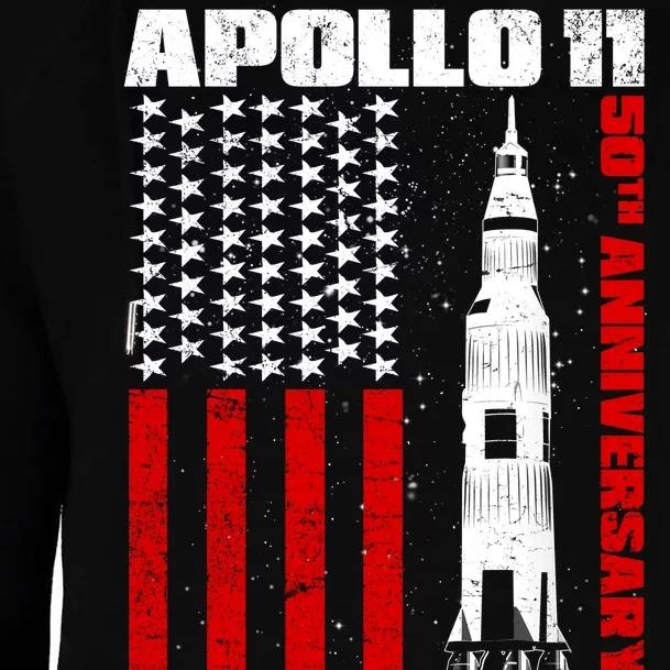 Apollo 11 50th Anniversary Flag Womens Funnel Neck Pullover Hood