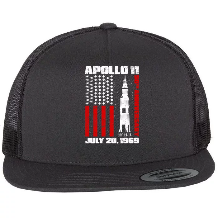 Apollo 11 50th Anniversary Flag Flat Bill Trucker Hat