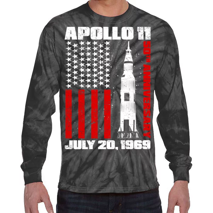 Apollo 11 50th Anniversary Flag Tie-Dye Long Sleeve Shirt