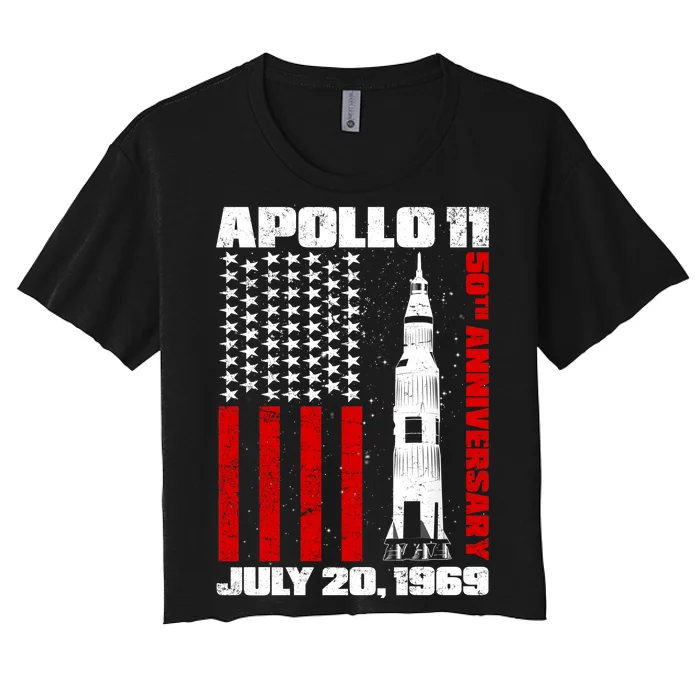 Apollo 11 50th Anniversary Flag Women's Crop Top Tee