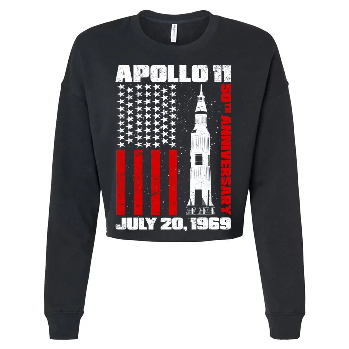 Apollo 11 50th Anniversary Flag Cropped Pullover Crew