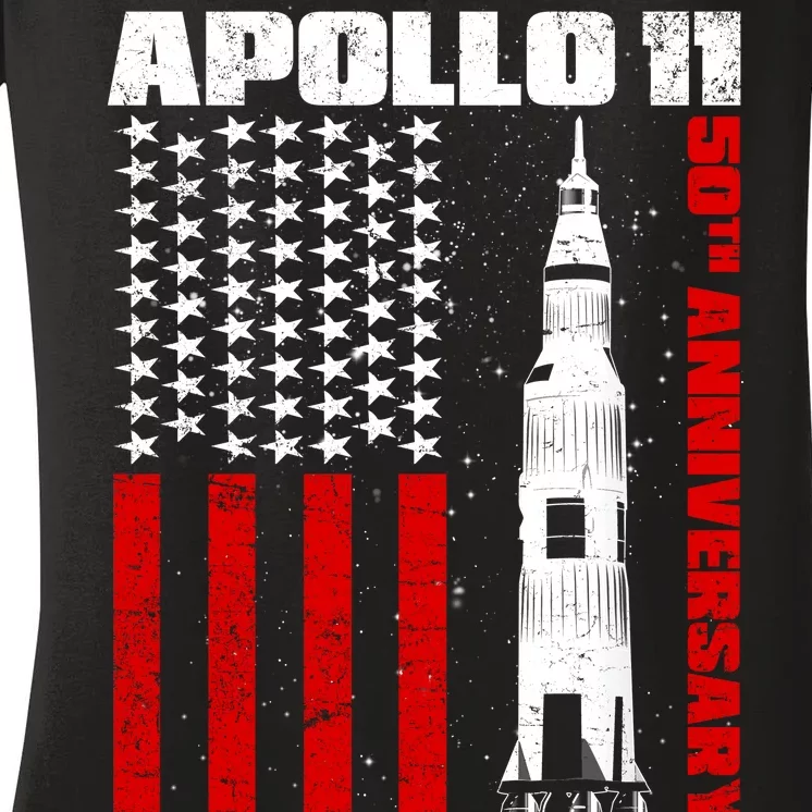 Apollo 11 50th Anniversary Flag Women's V-Neck T-Shirt