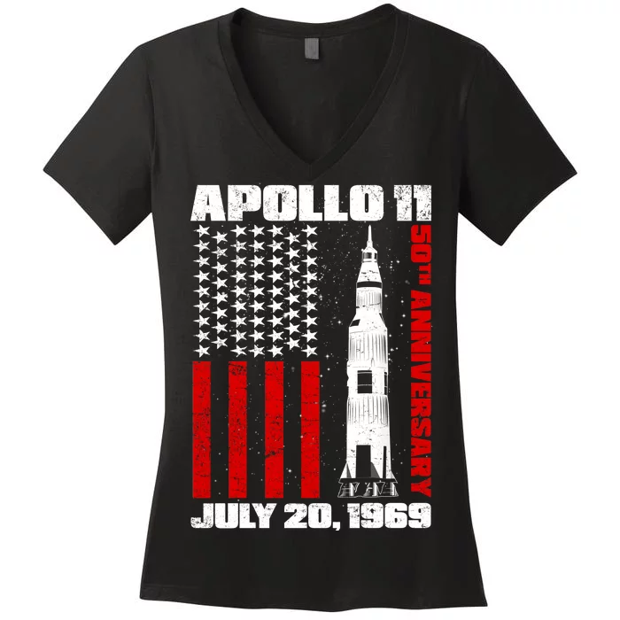 Apollo 11 50th Anniversary Flag Women's V-Neck T-Shirt