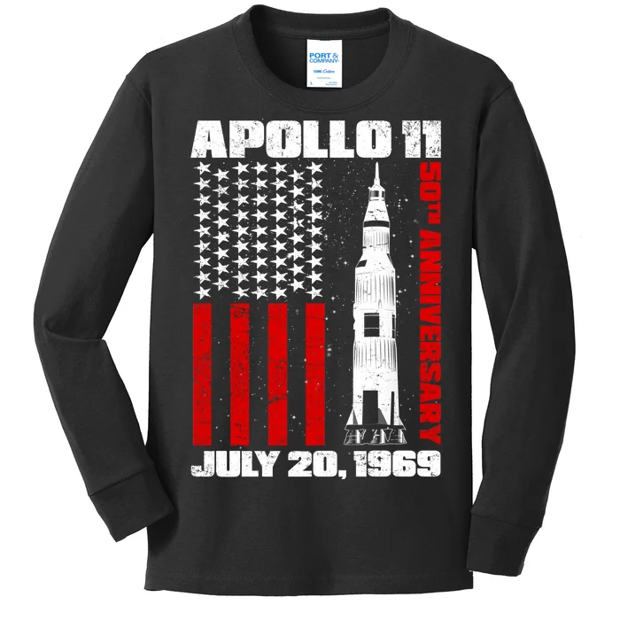 Apollo 11 50th Anniversary Flag Kids Long Sleeve Shirt