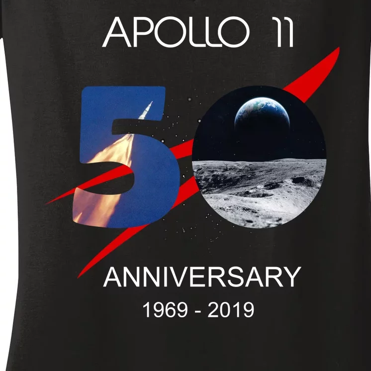 Apollo 11 50th Anniversary Moon Landing July 20 1969 Women's V-Neck T-Shirt