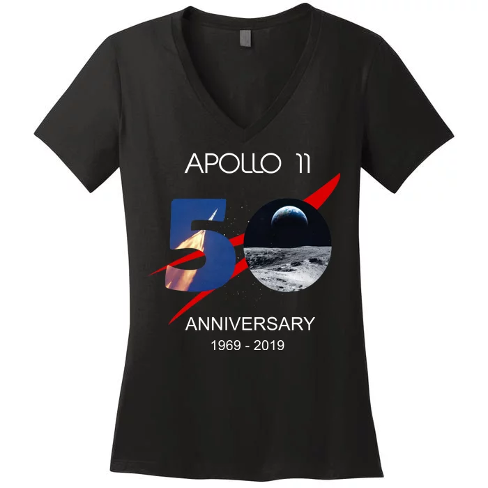 Apollo 11 50th Anniversary Moon Landing July 20 1969 Women's V-Neck T-Shirt