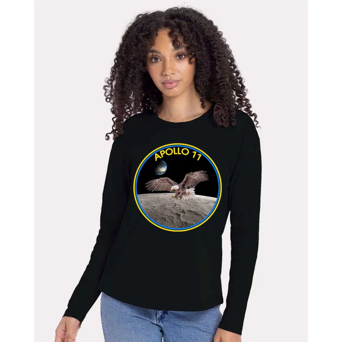 Apollo 11 Emblem Moon Landing Bald Eagle Womens Cotton Relaxed Long Sleeve T-Shirt