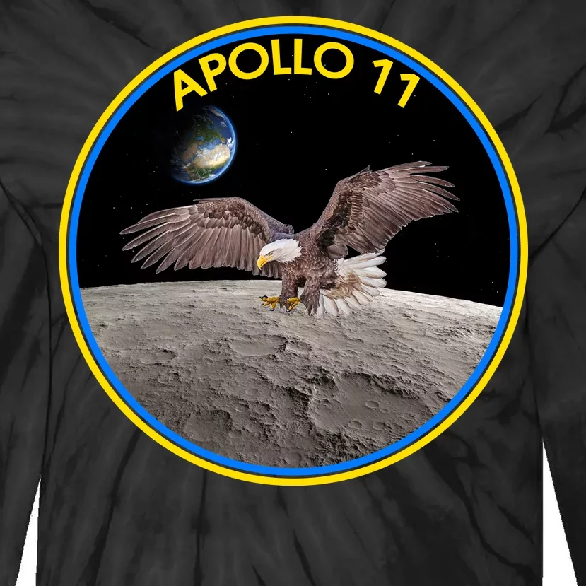 Apollo 11 Emblem Moon Landing Bald Eagle Tie-Dye Long Sleeve Shirt