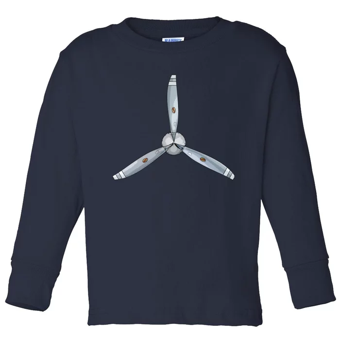 Aircraft Propeller Pilot Airplane Prop Aviation Design Toddler Long Sleeve Shirt