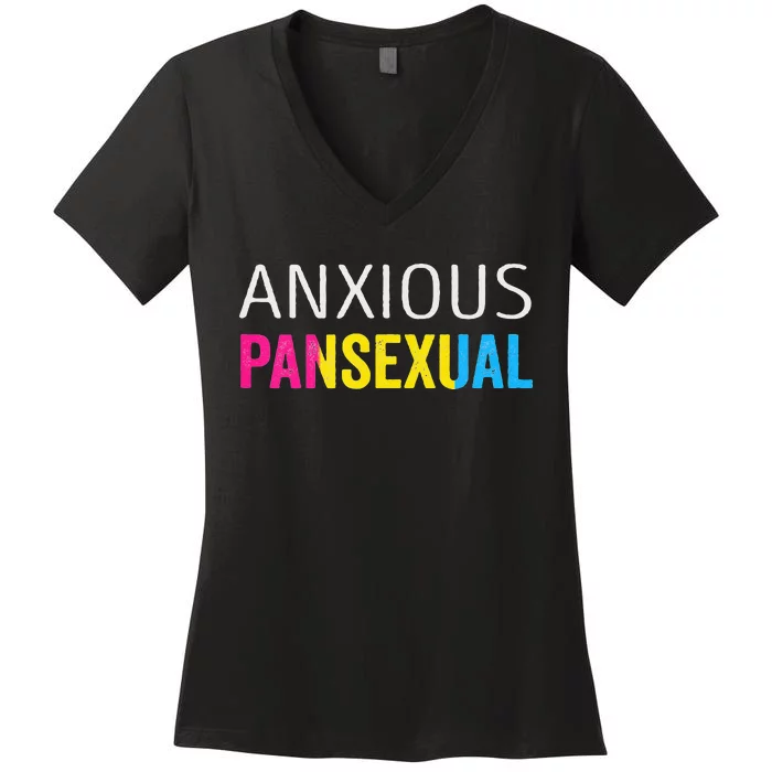 Anxious Pansexual Pride Women's V-Neck T-Shirt