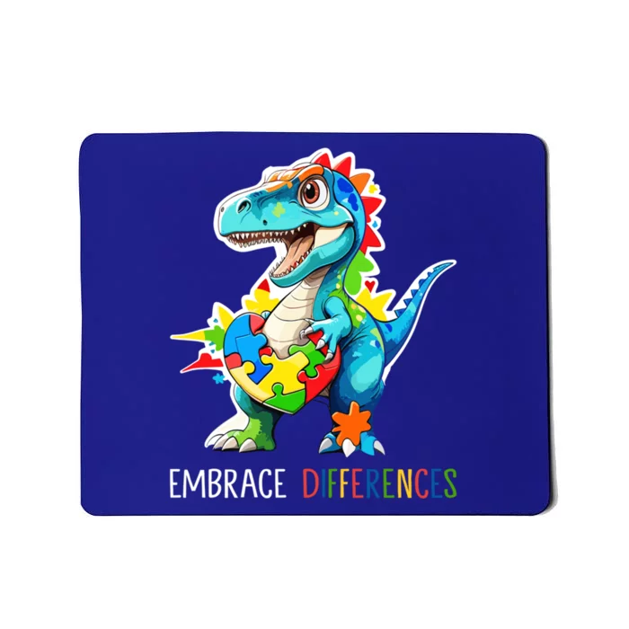 Autism Puzzle Piece Embrace Differences Autism Dinosaur Cool Gift Mousepad